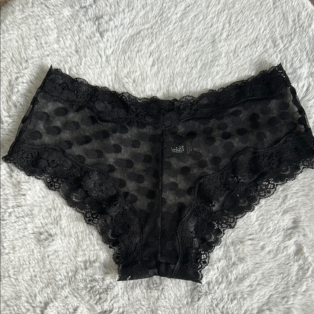Frederick's of Hollywood Polka Dot Mesh Lace Cheeky Panty S